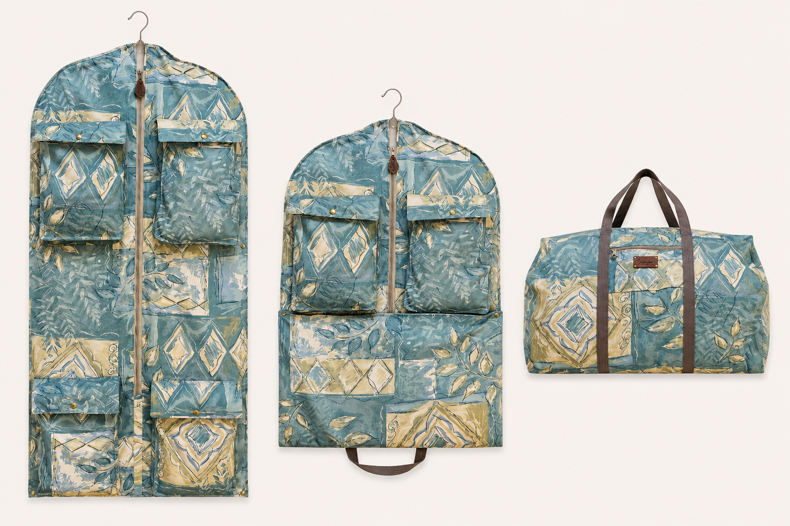 Soft Teal Leaves Garment Bag