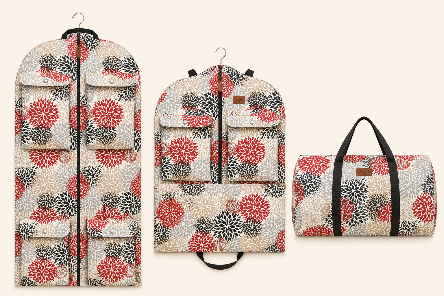 Red Blooms Garment Bag